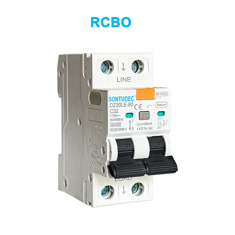 2P লিকেজ কাৰেণ্ট চাৰ্কিট ব্ৰেকাৰ 6KA IEC61009.1মানক মান RCBO