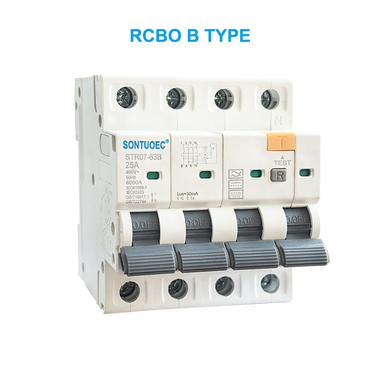 STRO7-63B RCBO B টাইপ 2P 4P অৱশিষ্ট কাৰেণ্ট চাৰ্কিট ব্ৰেকাৰ