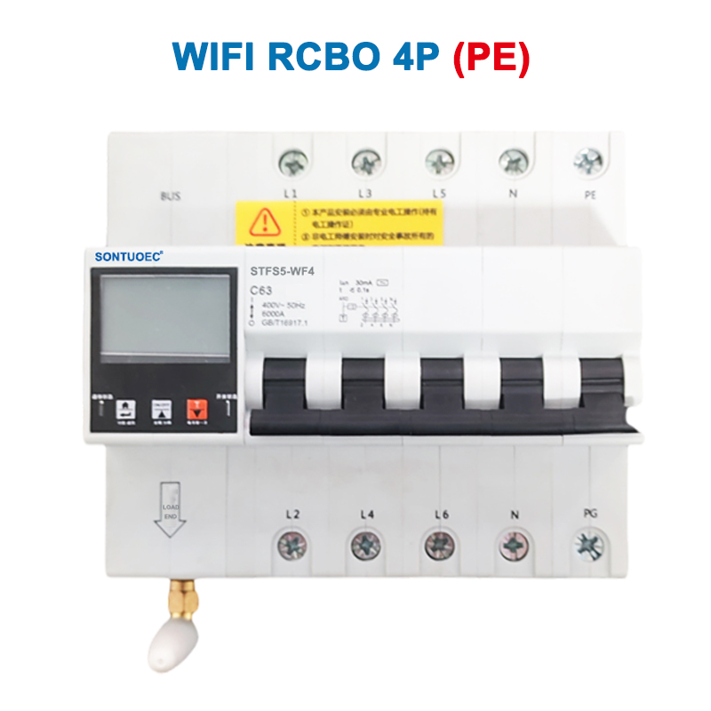 ৱাইফাই STFS5-63 ছিৰিজ বহু কাৰ্য্যকৰী IoT বুদ্ধিমান RCBO বুদ্ধিমান চাৰ্কিট ব্ৰেকাৰ